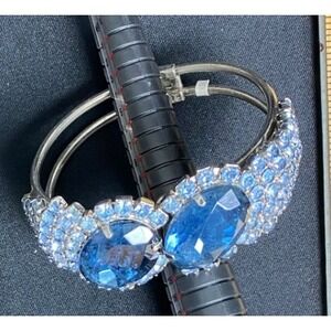 Stunning Blue Crystal Bangle Bracelet Women's Fashion Jewelry